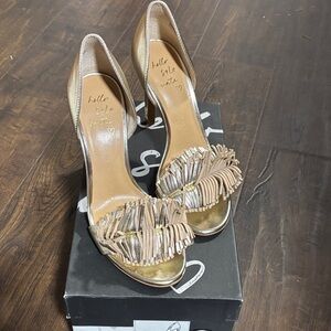 Banana Republic Gold  Fringe Open-Toe Heels